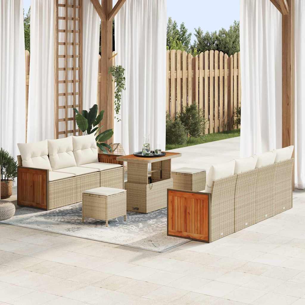 Garten-Sofa-Set 10 pcs Beige und Creme 90 x 55 x 71 cm